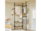 SoBuy Telescopische Vloerhanger - Verstelbare Open Garderobe - 3 Stangen 2 Planken - Zwart