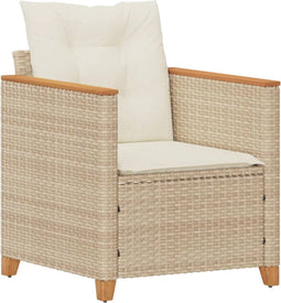 vidaXL - Tuinstoel - met - kussens - poly - rattan - beige