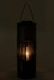 J-Line lantaarn Tube - bamboe - zwart - large