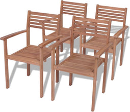 vidaXL - Tuinstoelen - stapelbaar - 4 - st - massief - teakhout
