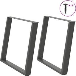 vidaXL - Eettafelpoten - 2 - st - U-vormig - 90x(72-73) - cm - staal - antraciet