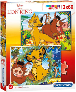 Clementoni - Puzzel - 2x60 Stukjes - The Lion King - Puzzel Voor Kinderen
