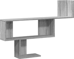 vidaXL - Wandschap - 100x15x70 - cm - bewerkt - hout - grijs - sonoma - eikenkleurig