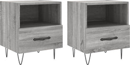 vidaXL - Nachtkastjes - 2 - st - 40x35x47,5 - cm - bewerkt - hout - grijs - sonoma - eiken