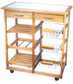 Groentetrolley DKD Home Decor Wit Natuurlijk Metaal Pijnboom Hout MDF 67 x 37 x 76 cm