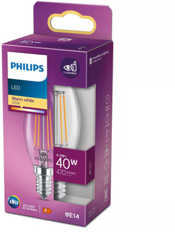 Philips LED Kaars Transparant 40W E14 Warm Wit Licht