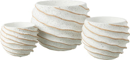 J-Line bloempot Streep - keramiek - wit/beige - large - Ø 27 cm