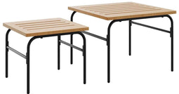 vidaXL - 2-delige - Tuintafeltjesset - staal - bruin - en - zwart