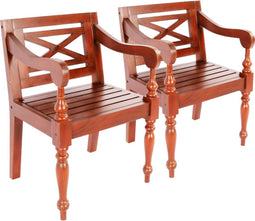 vidaXL - Stoelen - Batavia - 2 - st - massief - mahoniehout - donkerbruin