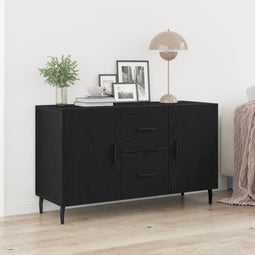 vidaXL - Dressoir - Zwart - Eiken - 100x36x60 - cm - Geperst - Hout