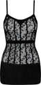 Obsessive – Half Transparant Mini Jurk met Verticale Banden voor Spanning en Verleiding – Maat S-M-L – Zwart