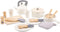 New Classic Toys® Houten Servies- en Pannenset - 20-delige Speelset met Pan Koekenpan Theeketel en Bestek - Gebroken Wit
