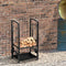HOMCOM Brandhoutstandaard houtgereedschap brandhoutrek brandhoutopslag 2 lagen zwart 820-143