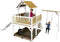 AXI Atka Speeltoestel in Bruin/wit - Speeltoren met Enkele Schommel, Witte Glijbaan en Zandbak - FSC hout - Speelhuis op palen voor de tuin