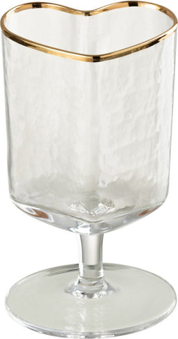 J-Line wijnglas Hart - glas - goud/transparant