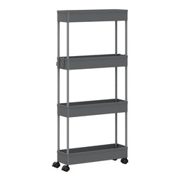 Klihome serveerwagen - keukentrolley 4 lagen - op wielen - grijs - 39 x 83,5 x 12,5 cm