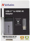 Verbatim 49143 - USB-C naar HDMI adapter - 4K resolutie - Zilver Zwart