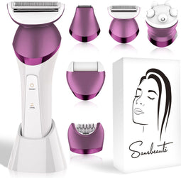 Sansbeauté® 6-in-1 Ladyshave - Scheerapparaat Vrouw - Pijnloos scheren en epileren - Paars