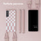 Selencia Hoesje Geschikt voor Samsung Galaxy S21 Hoesje Met Koord - Selencia Siliconen design hoesje met afneembaar koord - Roze / Irregular Check Sand Pink