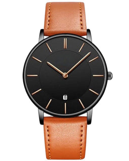 Tyme Oslo - Heren Horloge - 39.5mm - Japans quartz uurwerk - Zwart/Bruin