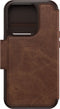 Otterbox - Geschikt voor iPhone 15 Pro - Strada Case leren bookcase hoesje - Bruin + Lunso Screenprotector
