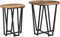 vidaXL - Bijzettafelset - - - 2 - Stuks, - Rustieke - Houtlook - met - Metalen - Onderstel