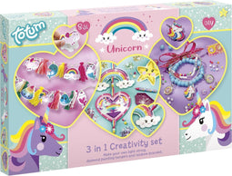 Totum Unicorn armbandjes maken 3 in 1 XL knutselset creatief speelgoed - diamond painting, armbandjes en lichtslinger maken cadeau tip knutselen