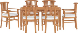 vidaXL - 7-delige - Tuinset - massief - teakhout