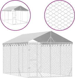 vidaXL - Hondenkennel - met - dak - 3x4,5x2,5 - m - gegalvaniseerd - staal - zilver