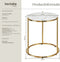 tectake® Ellsa - Bijzettafel - Marmerlook blad - Ø 43 cm - Wit/Goud - Onderstel staal - Ondersteuning 12kg