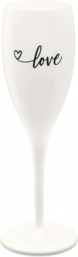 Koziol CHEERS NO. 1 love - Champagneglas 100ml met druk cotton white - set van 6