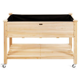 Coast Verhoogde Bloembak - 2 Niveaus - Vergrendelbare Wielen - 120 x 59 x 84 cm - Dennenhout