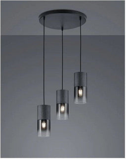 TRIO ROBIN - Hanglamp - 3 lichtpunten - Zwart mat (excl. 3x E27 28W)