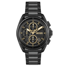 BOSS HB1513950 VOLANE Heren Horloge - Mineraalglas - Roestvrijstaal - Zwart - 44 mm breed - 4.4 cm lang - Quartz - Vouw/Vlindersluiting - 5 ATM (douchen)