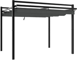 vidaXL - Prieel - met - uittrekbaar - dak - 3x3 - m - aluminium - antracietkleurig