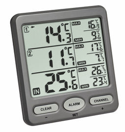 TFA Dostmann TRIO - Draadloze thermometer - 3-voudige temperatuurcontrole - Antraciet