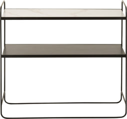 J-Line console Marmer 2 Planken - ijzer - zwart