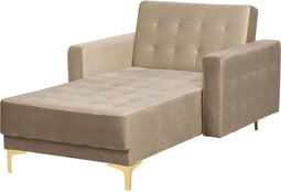 ABERDEEN - Chaise longue - Zandbeige - Symmetrisch - Fluweel
