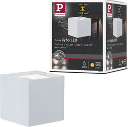 Paulmann Cybo - LED-wandlamp 2x3,5W 2700K 213lm IP65 Wit Aluminium (2 stuks)