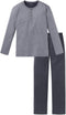 Schiesser Heren Pyjama - Lange broek - Serafinokraag met knoopsluiting - Antraciet