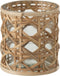 J-Line theelichthouder Candice - glas/riet - naturel - small - 2 stuks