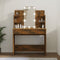 vidaXL - Kaptafel - met - LED-verlichting - 96x40x142 - cm - gerookt - eikenkleur