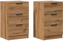 vidaXL - Nachtkastjes - 2 - st - 40x36x65cm - bewerkt - hout - artisanaal - eikenkleur