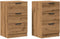 vidaXL - Nachtkastjes - 2 - st - 40x36x65cm - bewerkt - hout - artisanaal - eikenkleur
