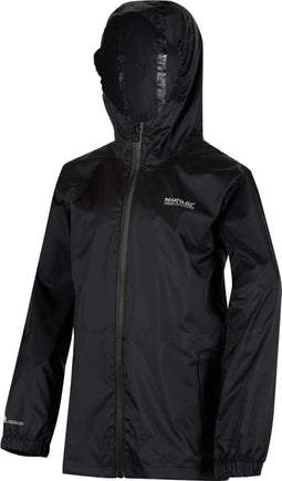 Regatta - Kids Pack It III Opvouwbaar Kinder Regenjack - Zwart - Maat 128