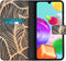 iMoshion Hoesje Geschikt voor Samsung Galaxy A41 Hoesje Met Pasjeshouder - iMoshion Design Softcase Bookcase - Goud / Zwart / Golden Leaves