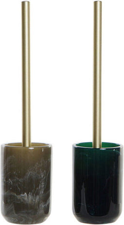 Toiletborstel DKD Home Decor Grijs Groen Hars (9 x 9 x 37 cm) (2 Stuks)