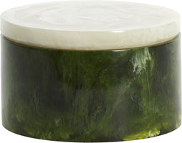 Light&living Deco box+deksel Ø19x11,5 cm KELIMUTU groen+wit