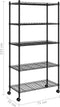 vidaXL Opbergrek 5-laags met wielen 250 kg 75x35x155 cm zwart