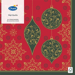 Duni - Servetten X-mas Deco Rood - 33x33 cm